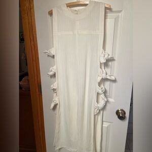 Blue Tassel White Side-Knot Sleeveless Dress – Size M - New Without Tags